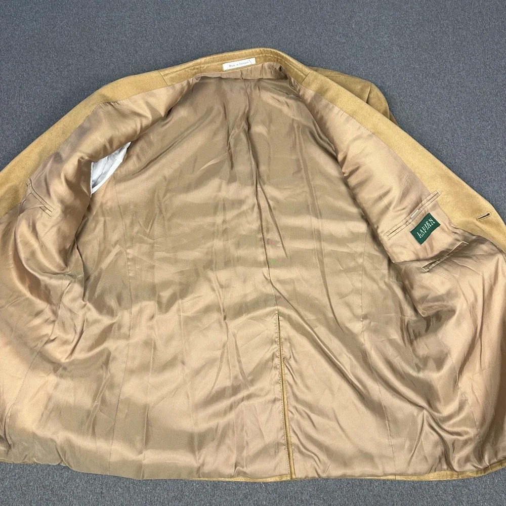 Lauren Ralph Lauren Mens 42R Tan Faux Suede Blazer Sport Coat 2 Button Jacket